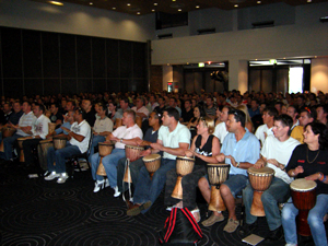 Coca Cola Amatil ANZ Team Building Unlimit Yourself 2006 Interactive Drumming Waterview Convention Centre Sydney Olympic Park
